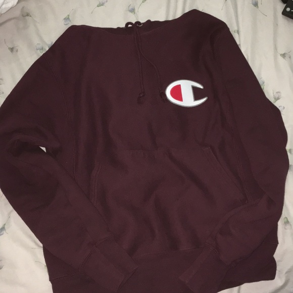 maroon champion hoodie mens